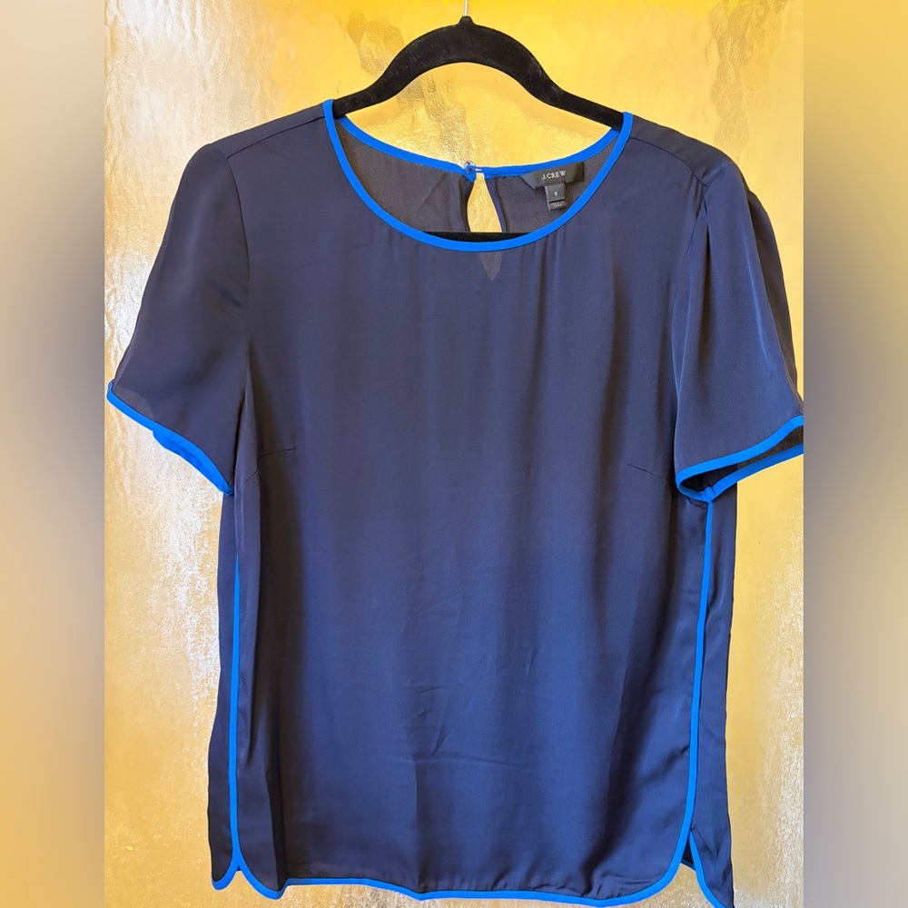J.Crew Blue Silk Tshirt size 6